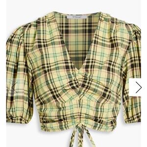 DEREK LAM 10 CROSBY
Cropped checked cotton-blend poplin top size 4 $295